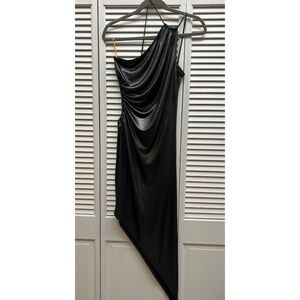 Asymmetrical Dark Gray Sparkly Disco Dress